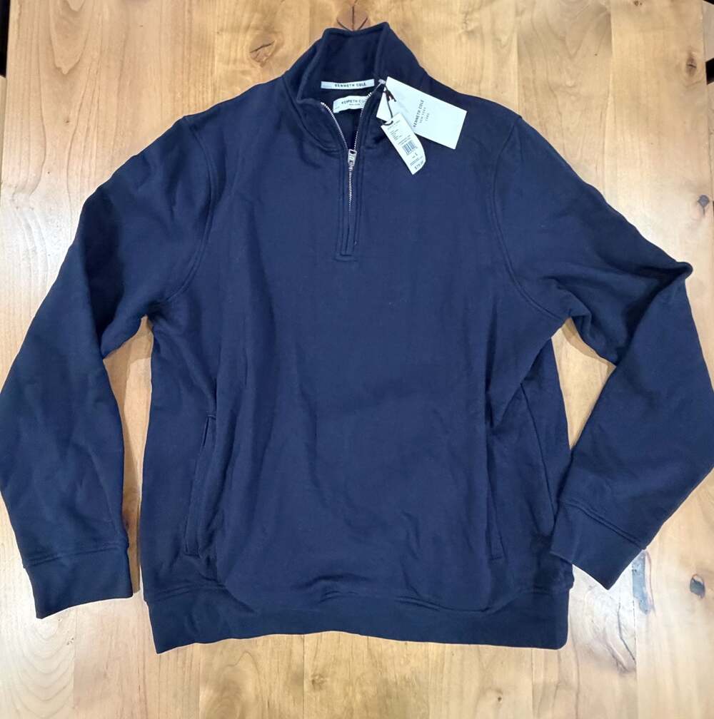 Kenneth Cole New York Men's Quarter-Zip Pullover Sweatshirt Navy Size L